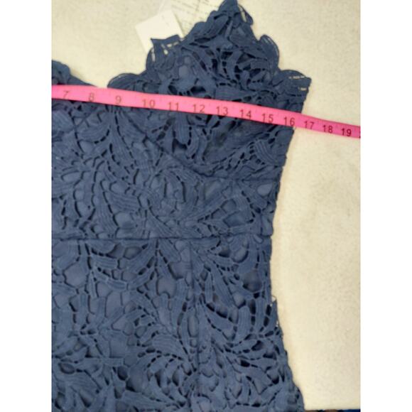 QUIZ SZ 8 M US Navy Blue Lace Vneck Spaghetti Straps Midi Dress NWT B119 - Picture 5 of 9